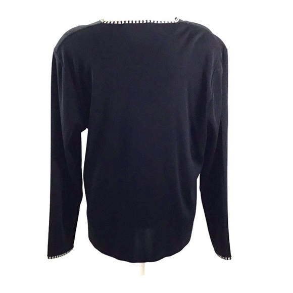 Misook Zip Black White Cardigan Jacket Large - Picture 3 of 8